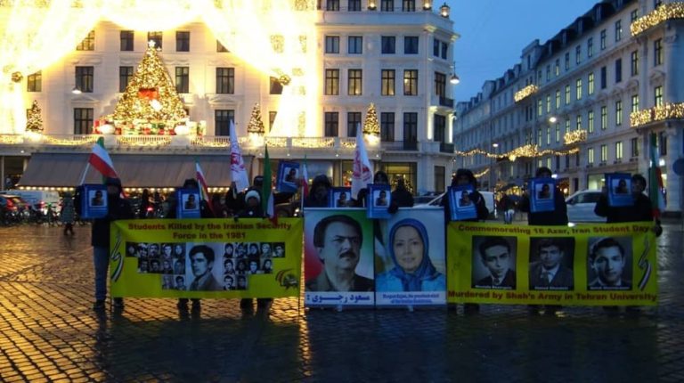 Copenhagen, Denmark – NCRI supporters held a rally in very cold and rainy weather to mark Student Day. 5 December 2025