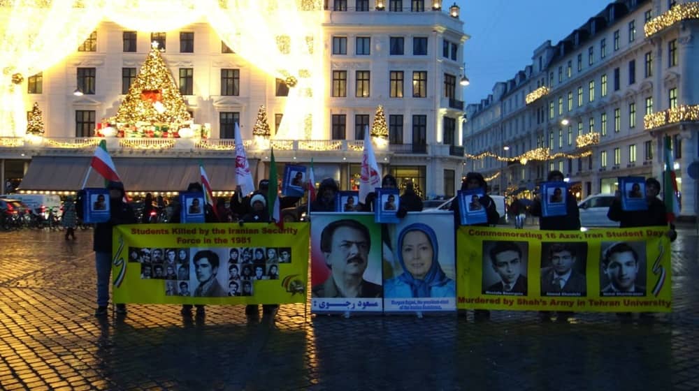 Copenhagen, Denmark – NCRI supporters held a rally in very cold and rainy weather to mark Student Day. 5 December 2025