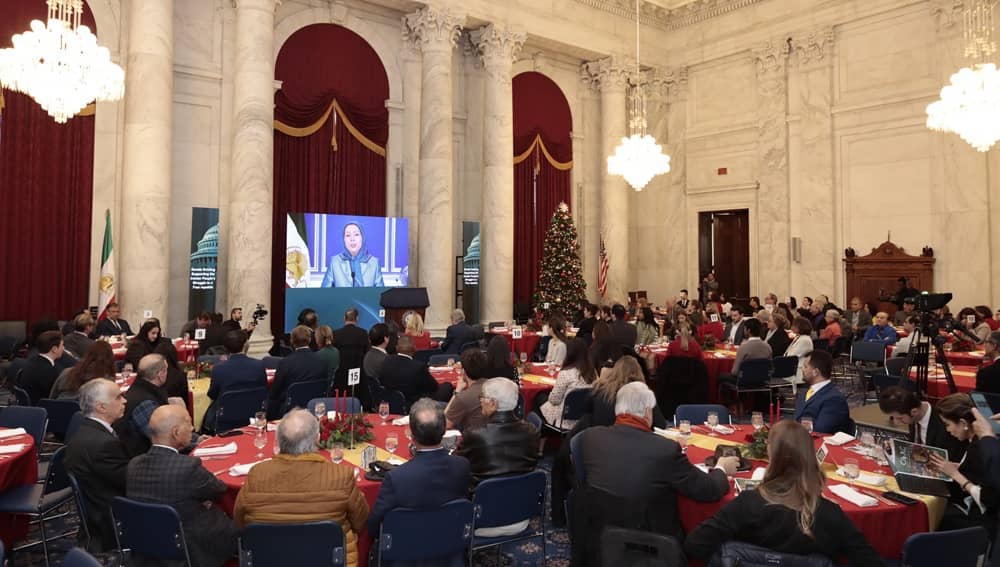 NCRI President-elect Mrs. Maryam Rajavi addresses a meeting of U.S. senators and prominent security experts on December 11, 2025