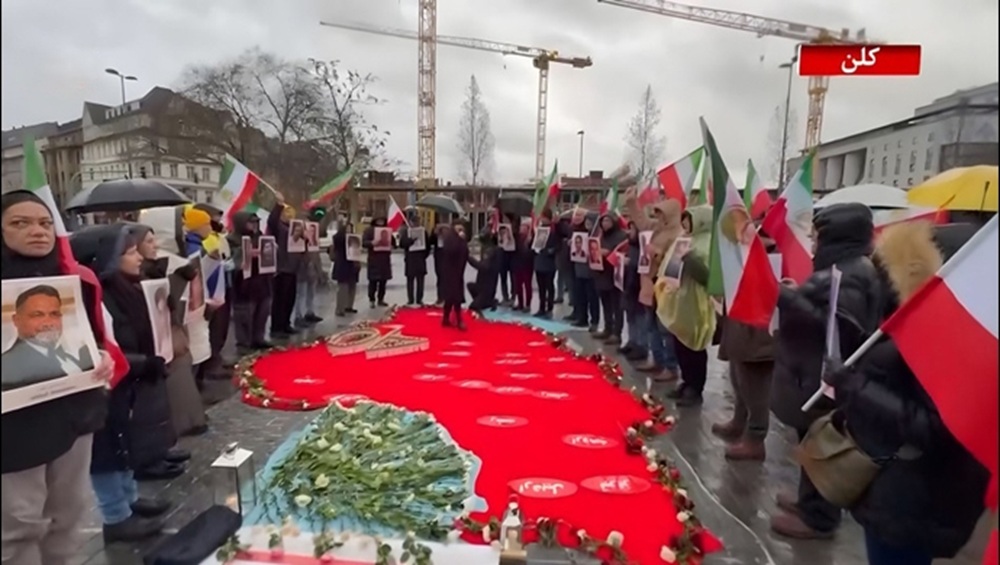 Cologne, Germany – February 22, 2026: MEK supporters held a rally to remember the martyrs of Iran uprising and called for a democratic republic.