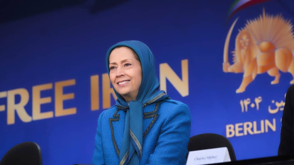 NCRI President-elect Mrs. Maryam Rajavi addresses the Berlin rally on February 7, 2026