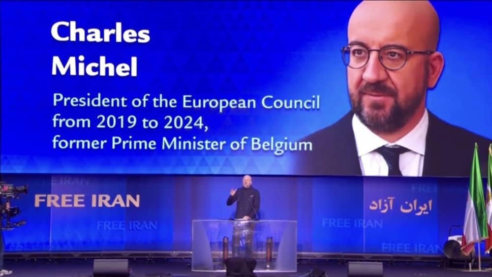 Charles Michel, former President of the European Council, addresses the NCRI rally in Berlin, Germany on February 7, 2026