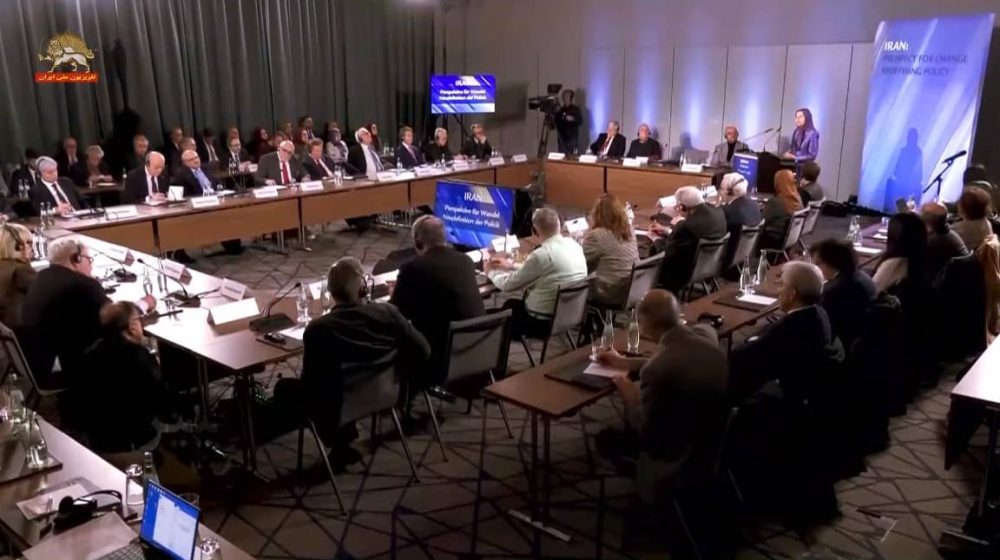 NCRI President-elect Mrs. Maryam Rajavi addresses a conference in Berlin, Germany, on February 8, 2025