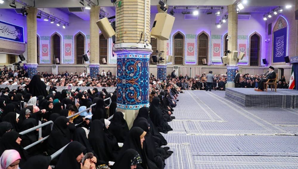 Feb. 17, 2026 — Tehran: Ali Khamenei addresses a packed, tightly controlled audience during a public appearance