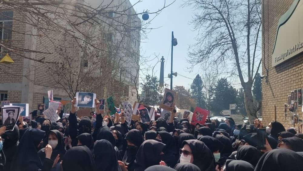 Tehran, February 23, 2026 — Alzahra University students gather in large numbers to commemorate the martyrs of the January uprising
