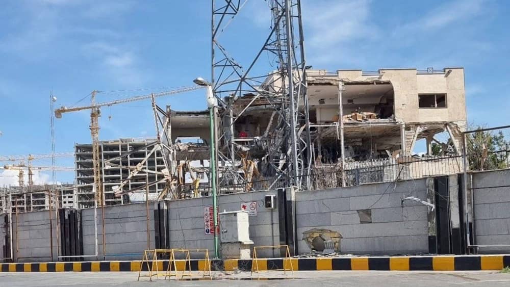 Destruction of the Meysam Tammar Basij base, a regime security outpost in Tehran, on the Makhsoos Road before Azadegan, Tuesday, March 24, 2026