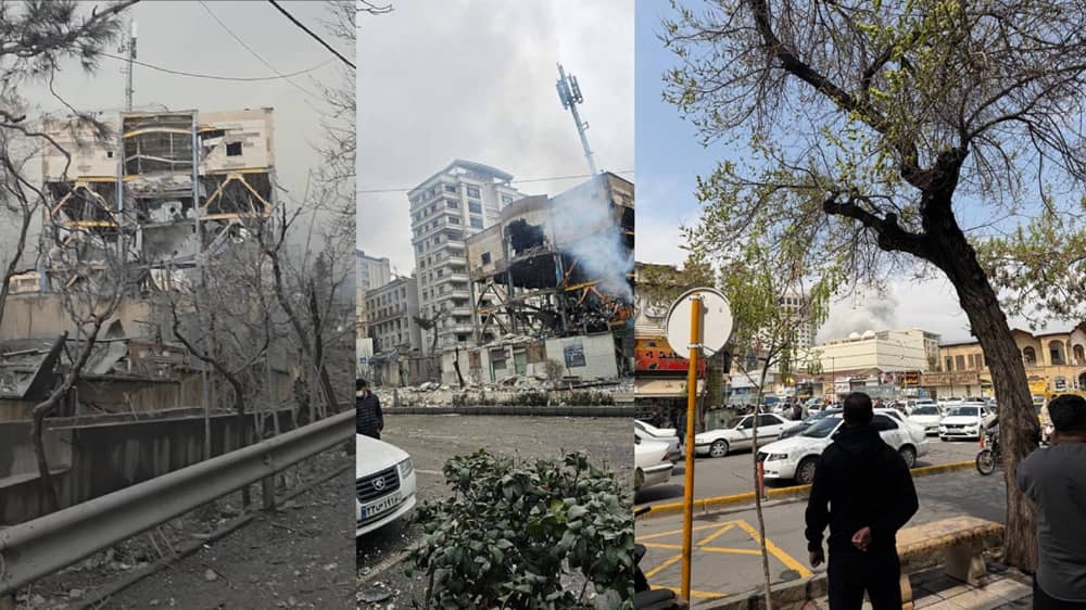 State buildings damaged in U.S.-Israeli strikes are seen in Tehran and Shiraz, Iran, on March 16, 2026