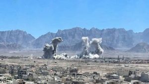 Columns of smoke rise over the outskirts of Yazd following reported explosions on March 29, 2026