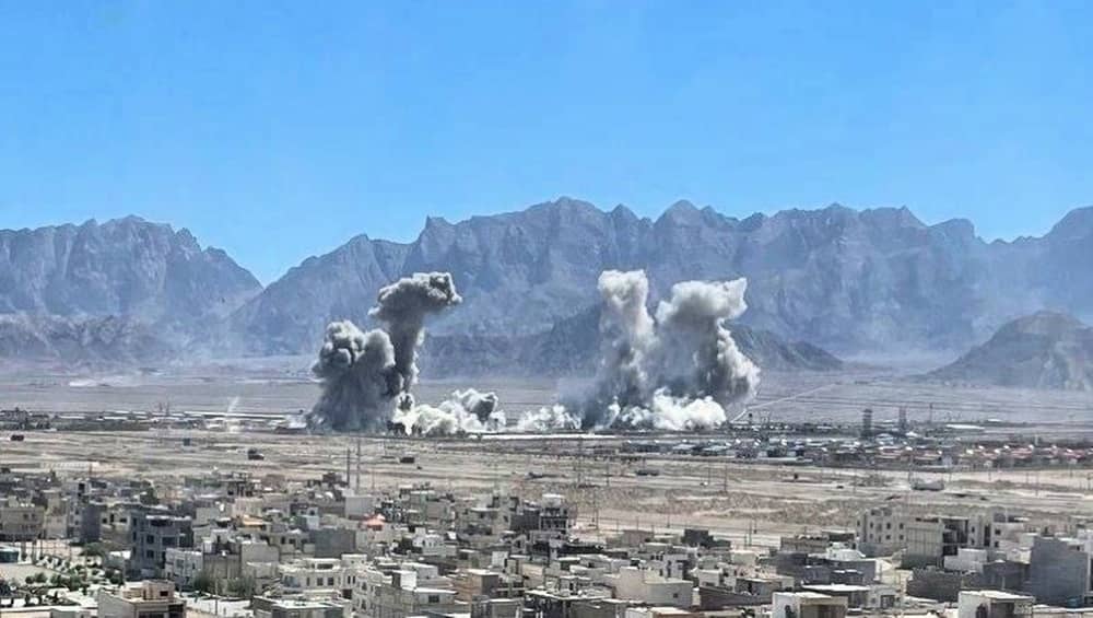 Columns of smoke rise over the outskirts of Yazd following reported explosions on March 29, 2026