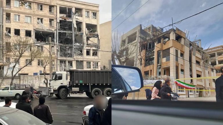 Isfahan—damage to a building on Bahonar Street after a pre-dawn strike at 4 a.m., photographed at noon on Thursday, March 26, 2026