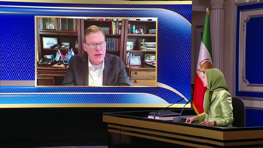 Former Canadian Foreign Minister John Baird addresses an online conference held by the NCRI on March 15, 2026