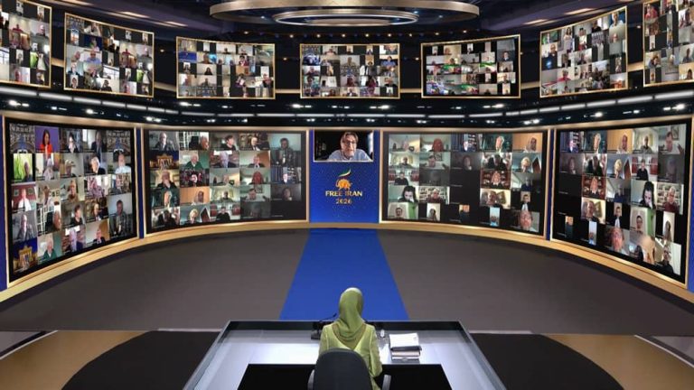 NCRI President-elect Mrs. Maryam Rajavi addresses a vast audience of global leaders and supporters of the Iranian Resistance at an online conference on March 15, 2026