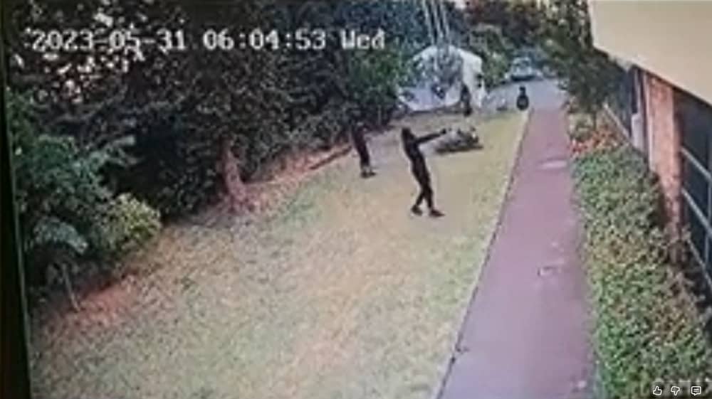 CCTV footage shows gunmen shooting at offices of the Cima Association, affiliated with the Iranian Resistance, on May 31, 2023