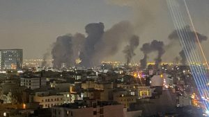 Smoke billows over Tehran’s skyline following airstrikes by Israel and the U.S.—March 2026 | Source: social media