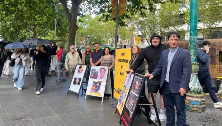 Melbourne, Australia – April 10, 2026: Supporters of the Iranian Resistance held a book stall and photo exhibition in Melbourne