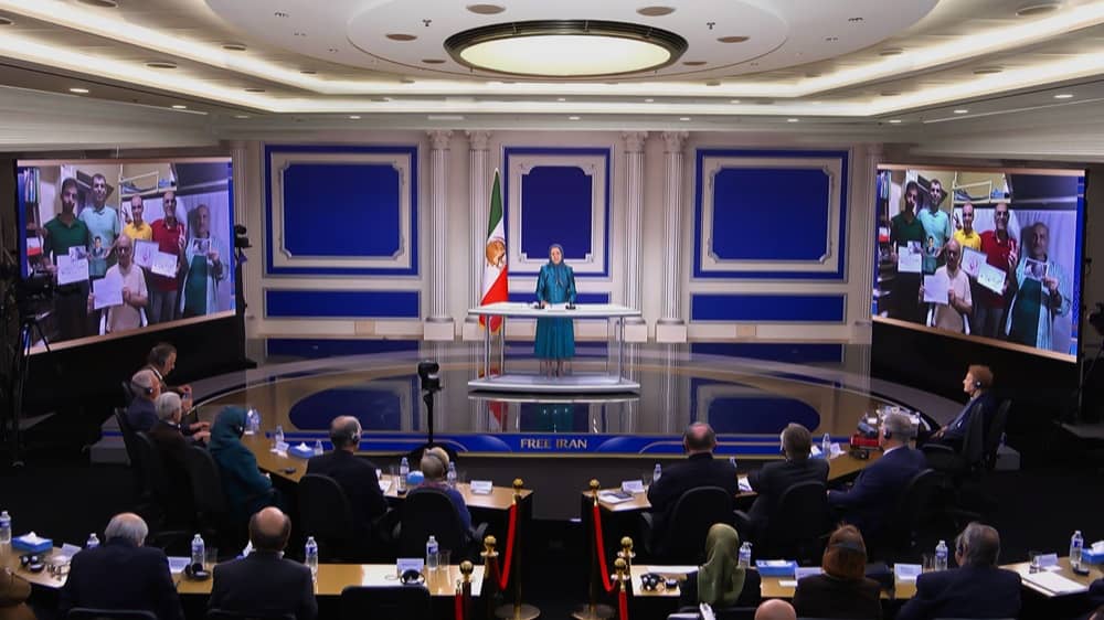 NCRI President-elect Mrs. Maryam Rajavi addresses an international conference on the execution of political prisoners on April 10, 2026