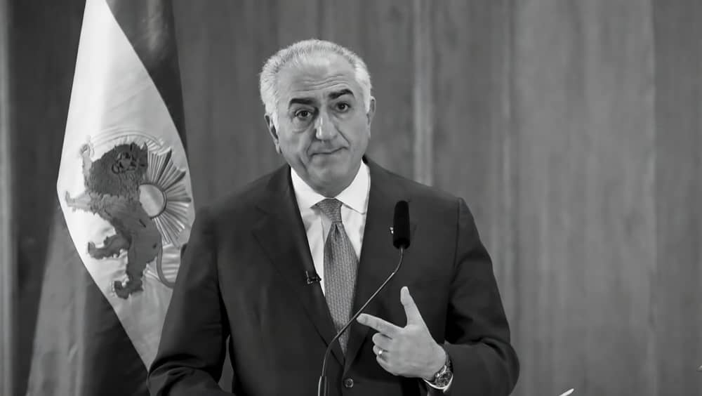 Reza Pahlavi, the son of Iran's ousted monarchial dictator, speaking at the Swedish Parliament (Riksdag) in Stockholm, Sweden. April 13, 2026