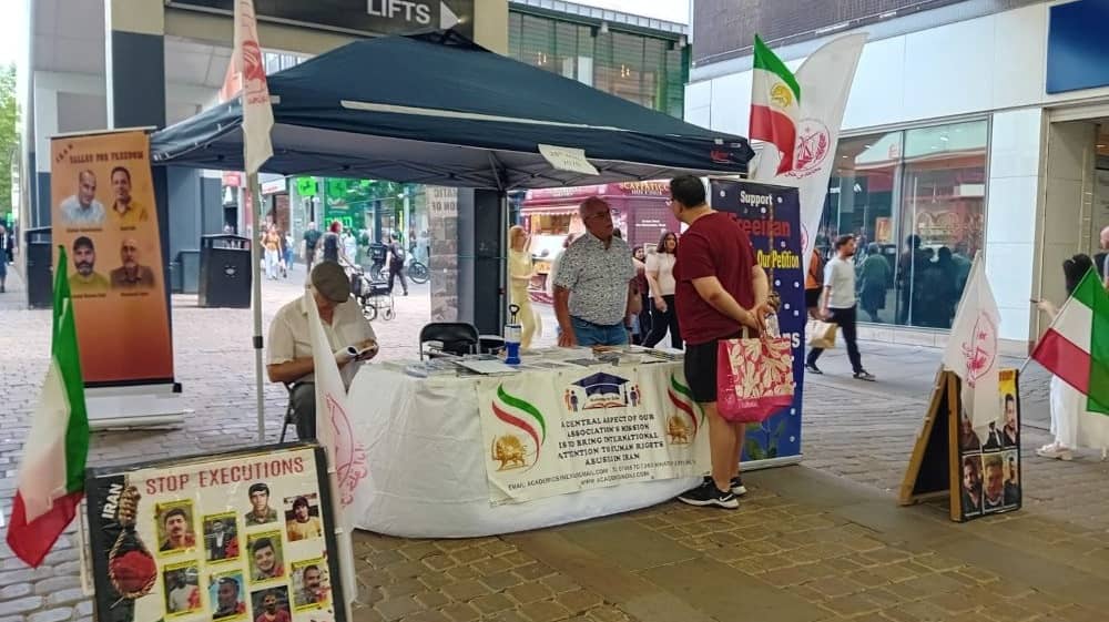 Members of the Academics in Exile Association in the UK, supporters of the NCRI in Manchester, UK, held a bookstand on May 28, 2026
