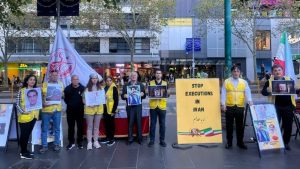 May 15, 2026: Supporters of the Iranian Resistance held a book stall and photo exhibition in Melbourne, Australia, to protest the executions of political prisoners