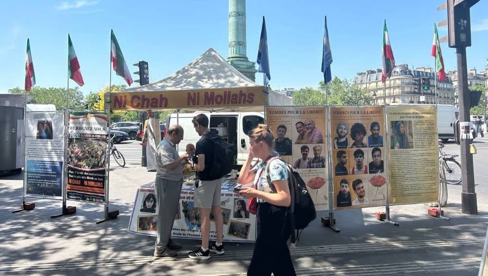 May 28, 2026 – Supporters of the NCRI in Paris, France, organized an exhibition protesting the execution of political prisoners