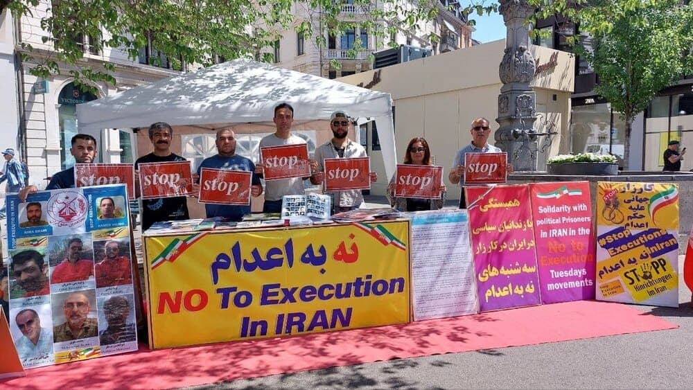 May 26, 2026 – Supporters of the NCRI held an exhibition in Zurich, Switzerland, to protest the execution of PMOI political prisoners