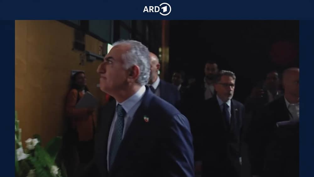 Reza Pahlavi pictured during a visit to Berlin in April, featured in a report broadcast on the German ARD television program Kontraste on May 28, 2026