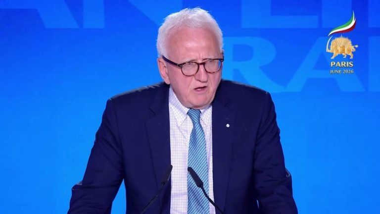 Former United States Under Secretary of State for Arms Control and International Security Ambassador Robert Joseph addresses the second day of the Free Iran 2026 World Summit on June 21, 2026