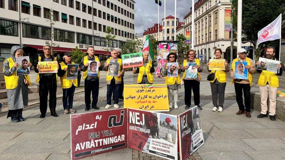 Supporters of the NCRI in Gothenburg, Sweden, held a rally to mark the 124th consecutive week of the “No to Execution Tuesdays” campaign—June 9, 2026