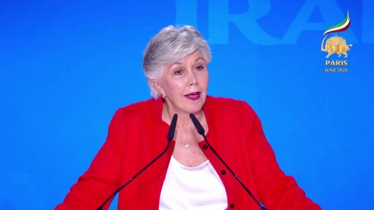 Former White House Director of Public Liaison Linda Chavez addresses the second day of the Free Iran 2026 World Summit on June 21, 2026