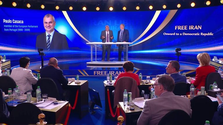 Former Member of the European Parliament Paulo Casaca addresses the second day of the Free Iran 2026 World Summit on June 21, 2026