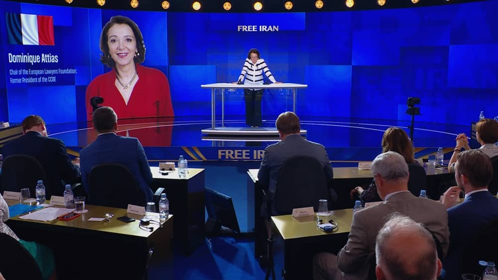 Ms. Dominique Attias, former President of the European Lawyers Association, addresses the 2026 Free Iran World Summit on June 20, 2026