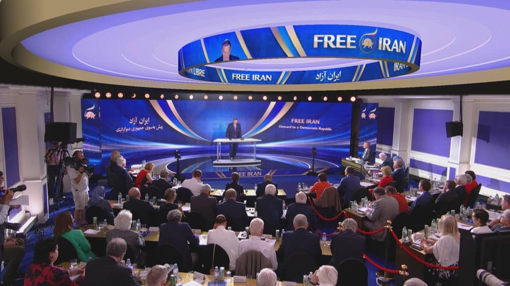 Former US National Security Advisor Gen. James Jones addresses the 2026 Free Iran World Summit Day 2 on June 21, 2026