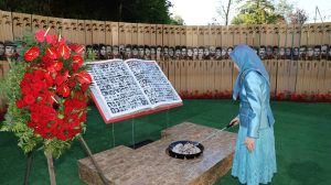NCRI President-elect Mrs. Maryam Rajavi lights candles at a monument honoring the martyrs of the struggle for Iran's freedom on June 20, 2026
