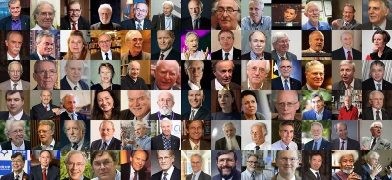 Images of 78 Nobel Laureates who signed the Join Statement calling of ending executions in Iran and supporting the NCRI