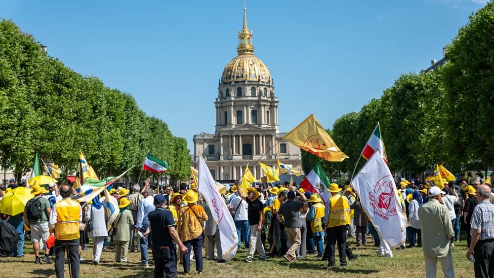 Thousands of Iranians gathered in Paris for the Free Iran 2026 Rally—June 20, 2026
