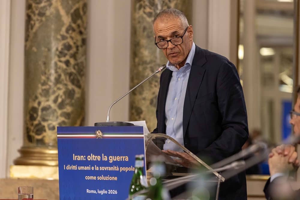 Professor Carlo Cottarelli, former IMF executive director and Italian Prime Minister-designate, addresses an international conference in Rome on July 17, 2026