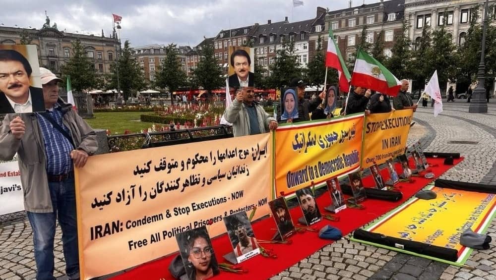 Copenhagen, Denmark July 3, 2026 — NCRI supporters held a rally to protest the execution of political prisoners