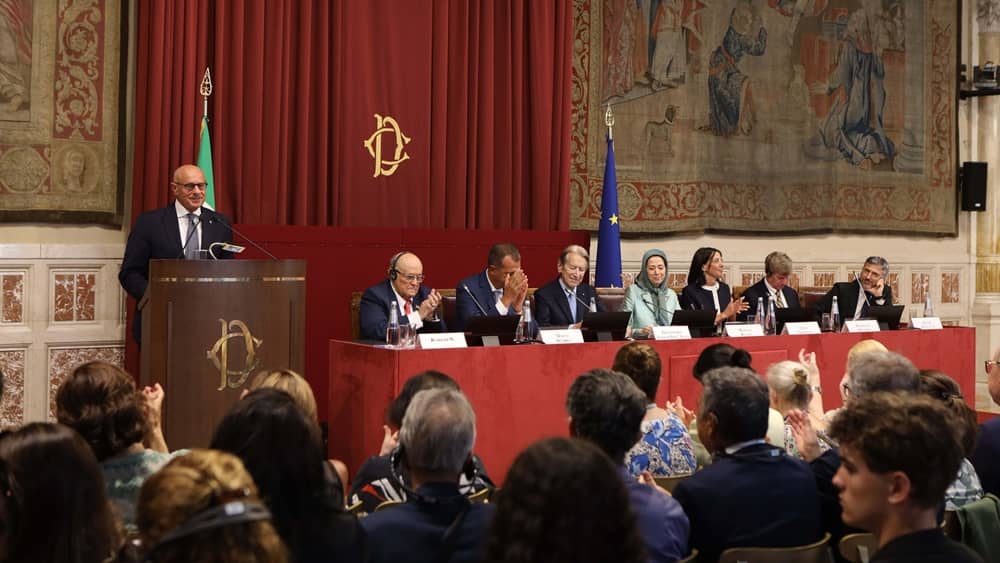 Fabio Rampelli, Vice President of the Italian Chamber of Deputies, speaks on international security and human rights during a conference at Montecitorio on July 16, 2026