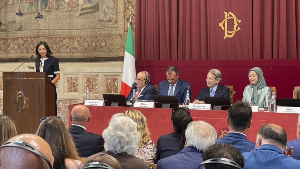 Italian MP Naike Gruppioni addresses a conference at the Italian Parliament on July 16, 2026