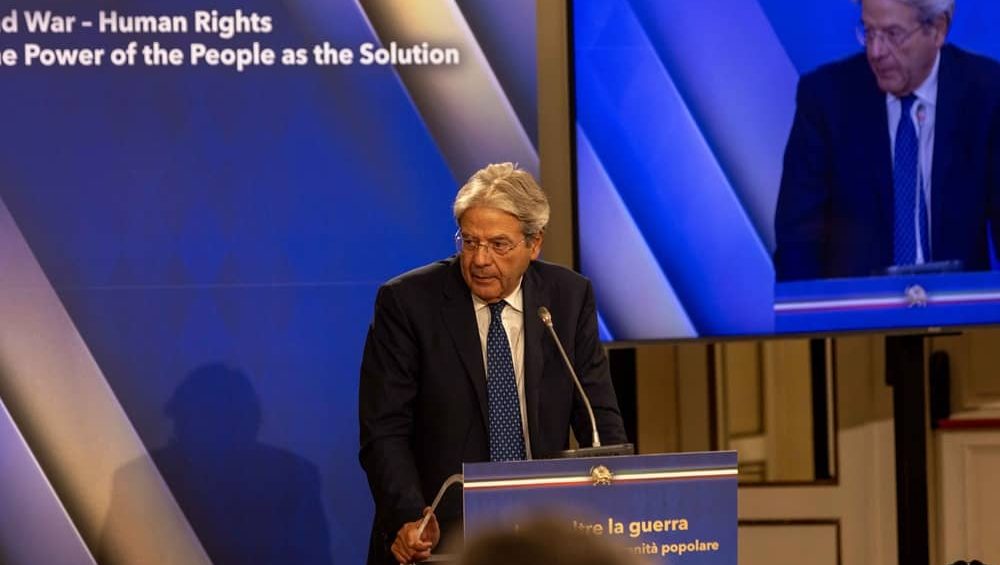 Former Italian Prime Minister and EU Economy Commissioner Paolo Gentiloni addresses an international conference in Rome on July 17, 2026
