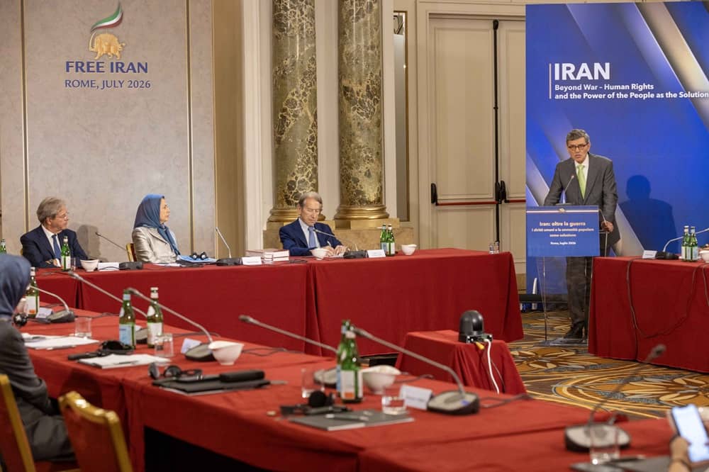 Hans Ulrich Seidt, former German ambassador to Afghanistan, addresses an international conference in Rome on July 17, 2026