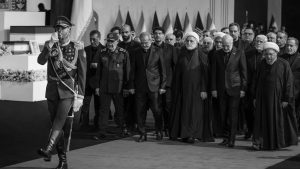 Top Iranian regime officials parade through a choreographed funeral procession for Supreme Leader Ali Khamenei in an attempt to project unity—July 5, 2026