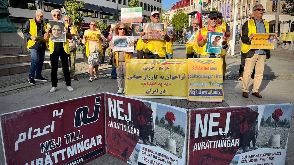 On August 18, 2026, NCRI supporters in Gothenburg, Sweden, held a rally in solidarity with the 134th consecutive week of the “No to Execution Tuesdays” campaign