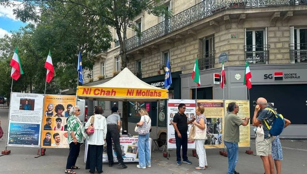 On August 5, 2026, NCRI supporters in Paris, France held a powerful book stand and photo exhibition condemning the Iranian regime’s executions