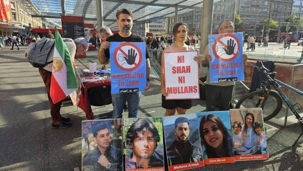 On September 14, 2026, NCRI supporters held a rally and photo exhibition in Bern, Switzerland, to protest the Iranian regime’s continued use of the death penalty