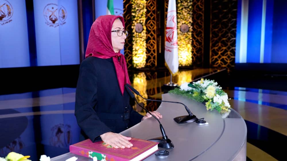 Mahnaz Maimanat, newly elected Secretary-General of the People’s Mojahedin Organization of Iran (PMOI/MEK), takes the oath of office at a formal gathering on 6 September 2026