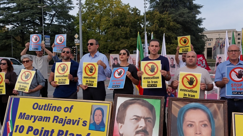On September 28, 2026, for the second consecutive week, NCRI supporters held a gathering and photo exhibition outside the European headquarters of the United Nations in Geneva, Switzerland