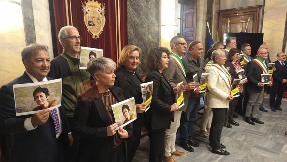 Italian officials, former lawmakers, representatives of the National Association of Italian Partisans (ANPI), and members of the Iranian community attend the “No to Executions, Yes to Resistance” conference at Cuneo City Hall on October 23, 2026