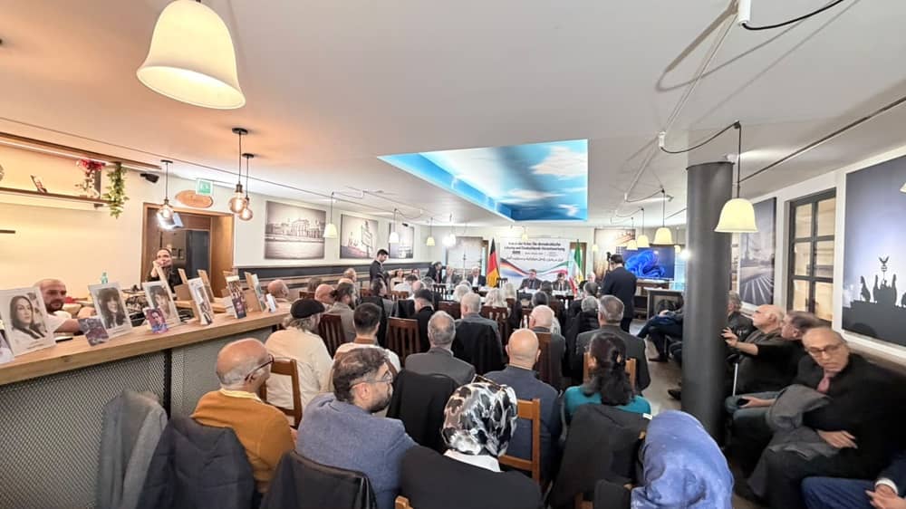 German lawmakers, former parliamentarians, diplomats, political analysts, and Iranian activists attend a conference on Iran’s political crisis in Berlin on October 14, 2026