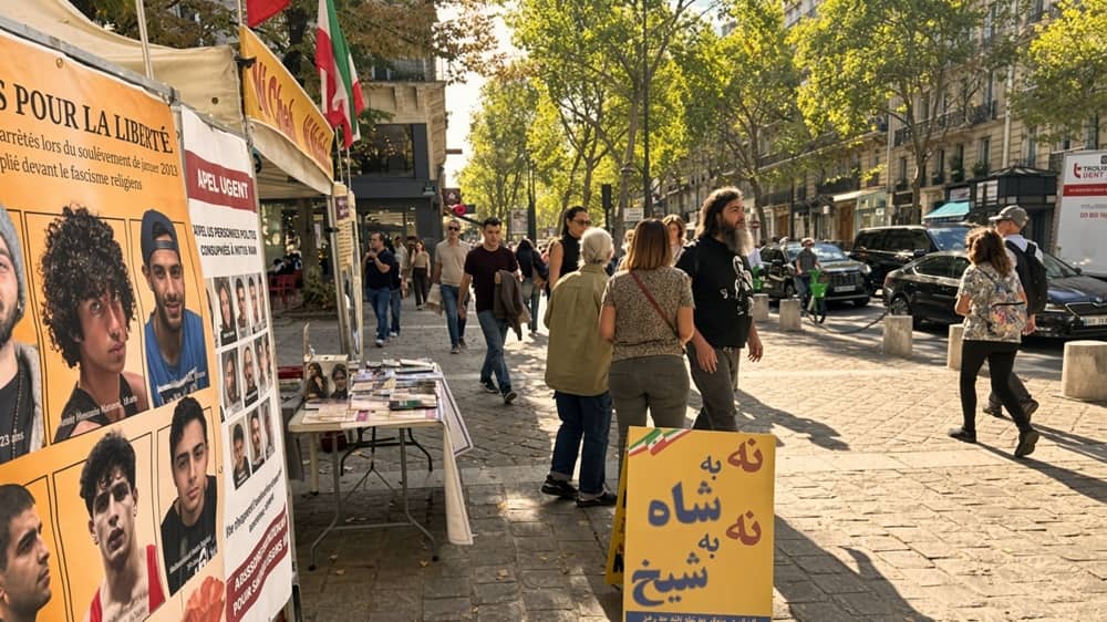On October 2, 2026, NCRI supporters in Paris, France, set up a public book stand and photo exhibition
